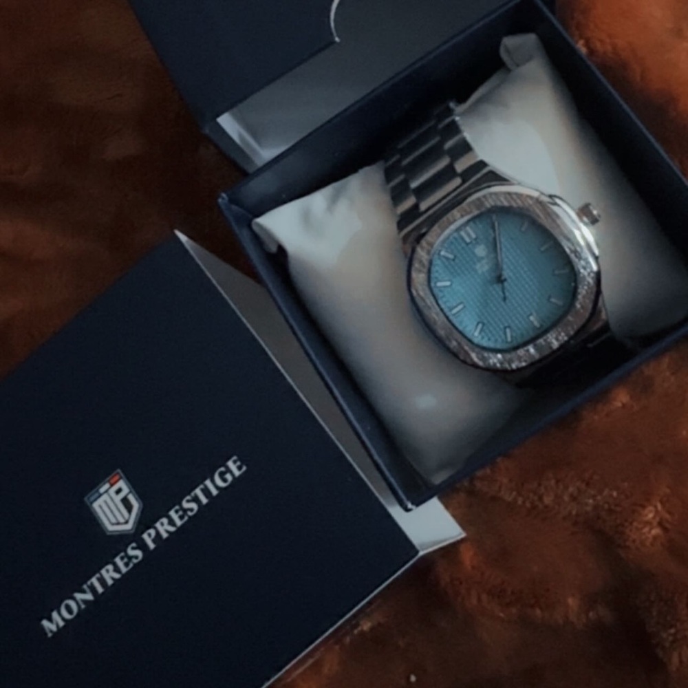 Silver and Blue Men's Watch
